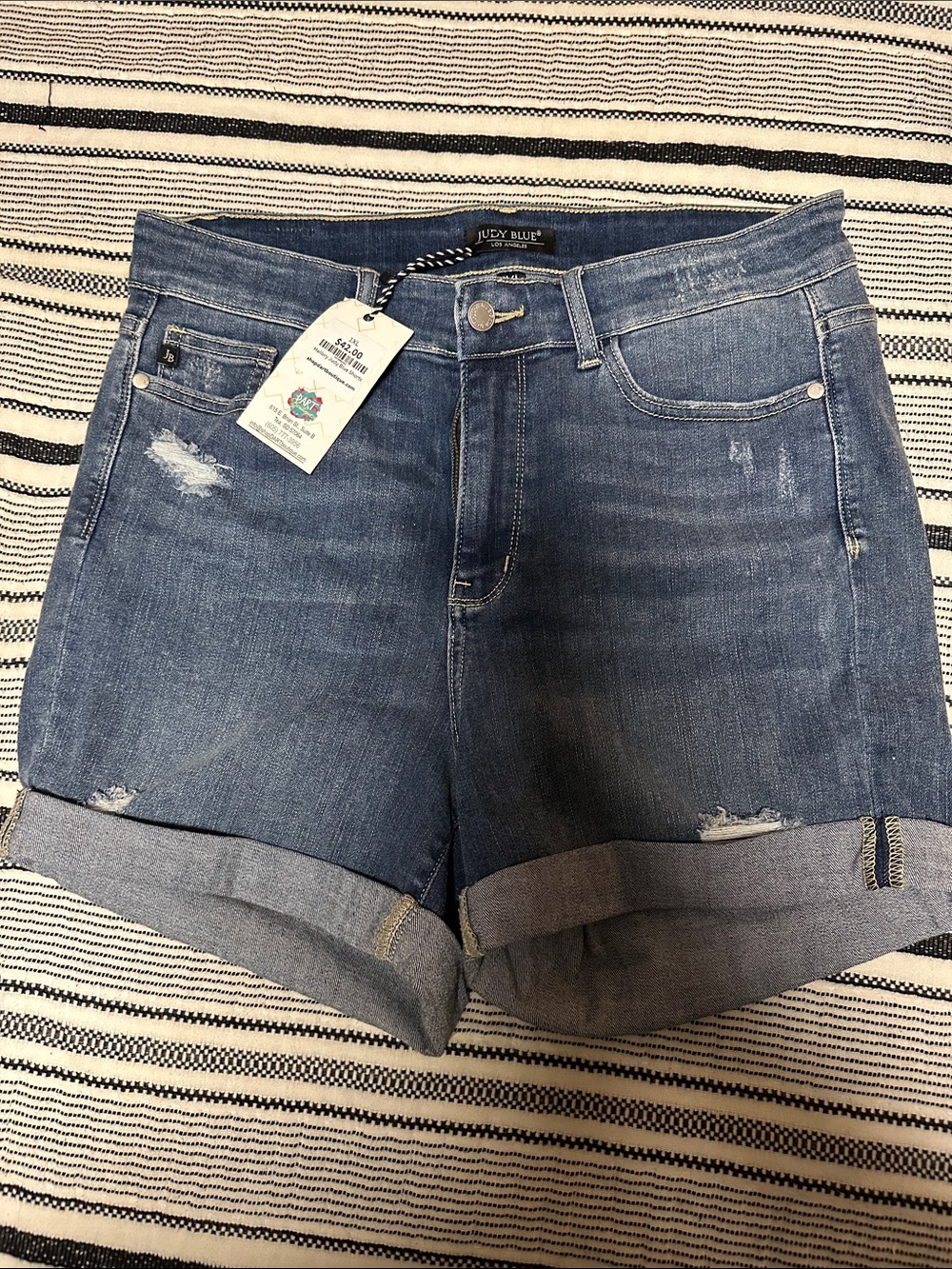 Judy Blue Mid Blue Rolled Cuff Denim Shorts
